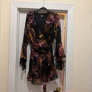 City Chic Black and Brown Floral Mini Dress